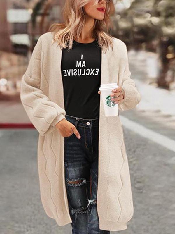 Lantern Sleeve Cardigan Loose Knitted Sweater Coat