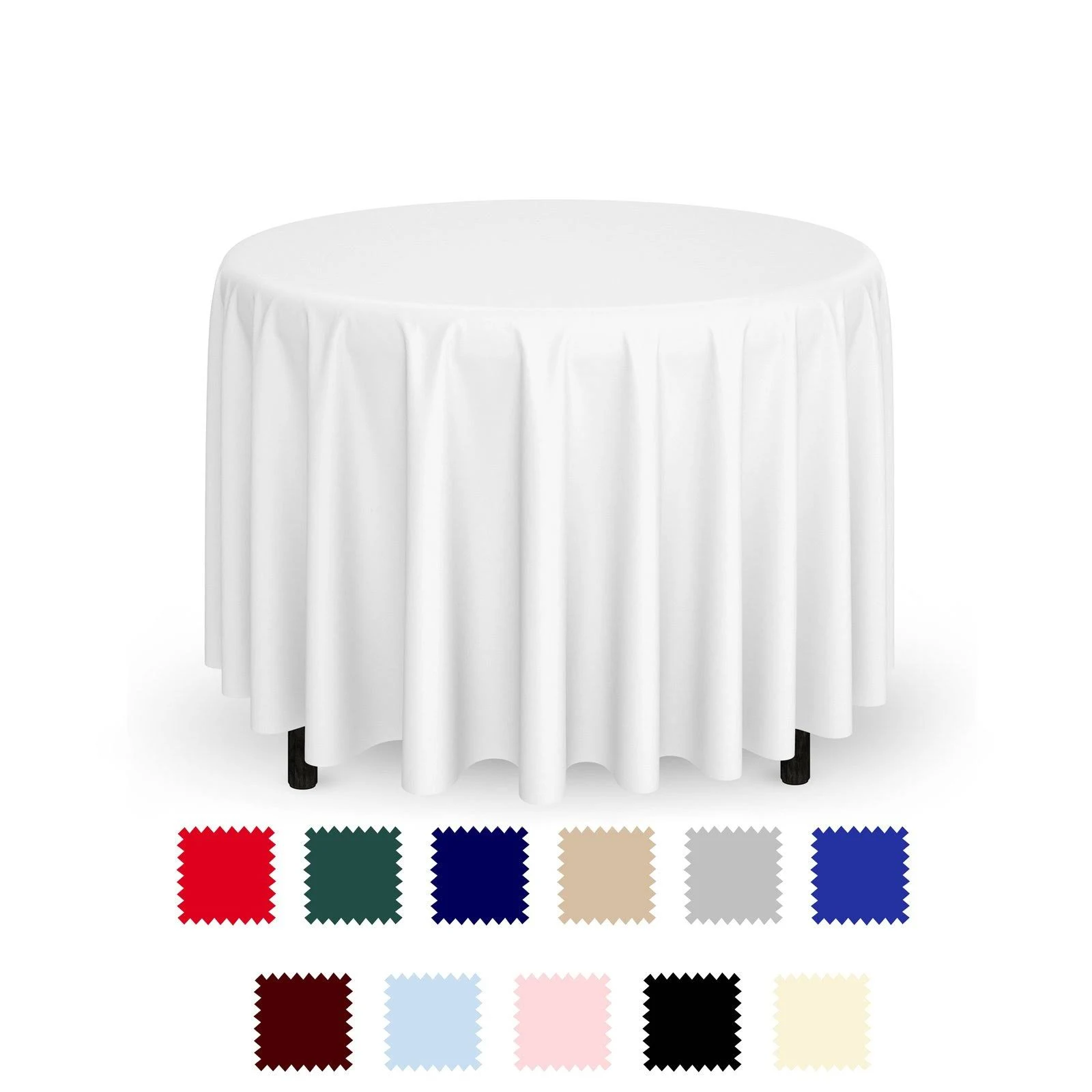 120x22 Round Polyester Fabric Tablecloths by Mill Thread - Ivory 10