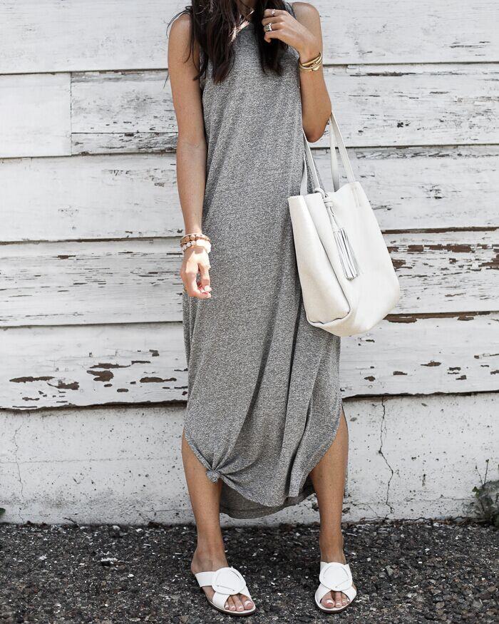 V Neck Striped Casual Summer Dress