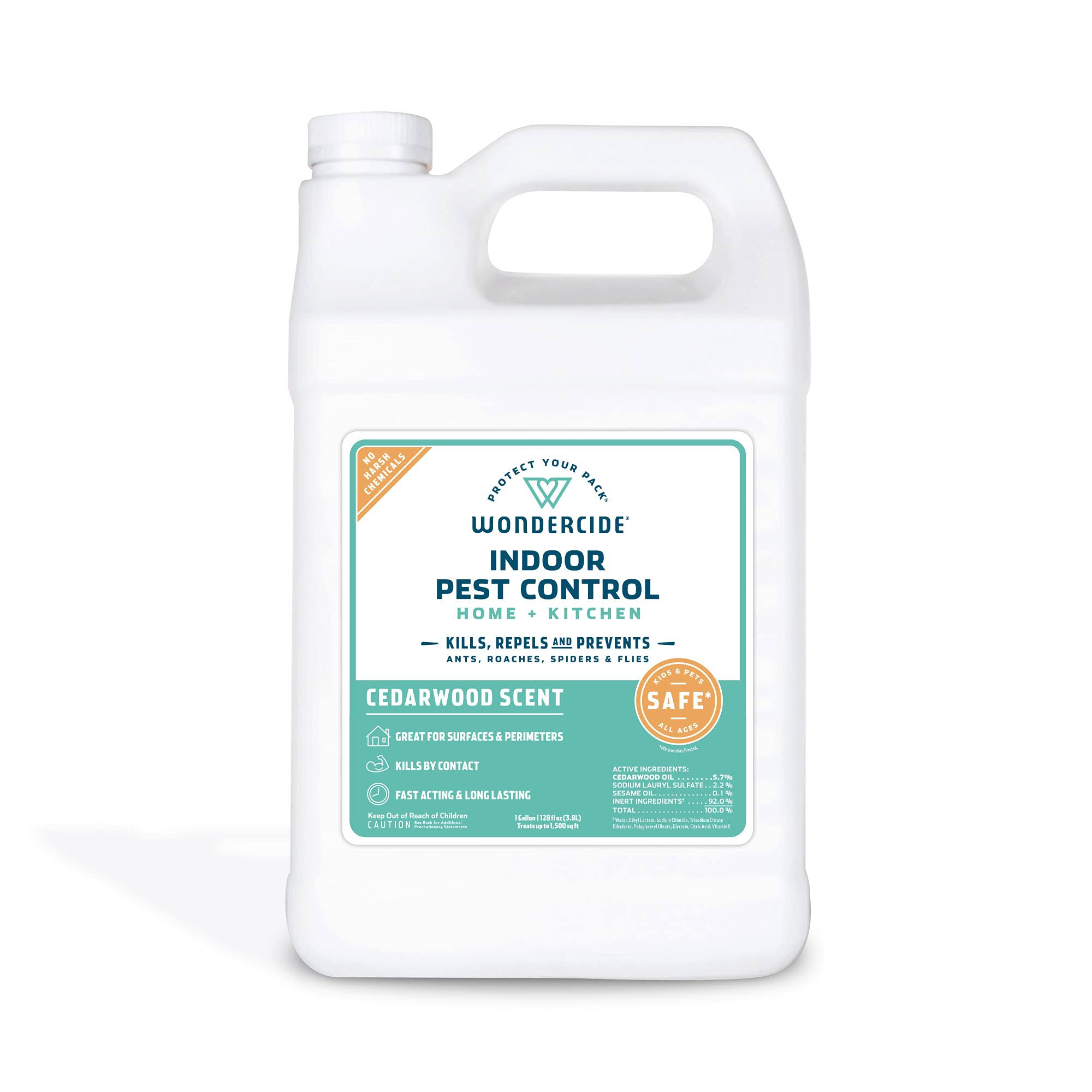 Wondercide | Natural Indoor Pest Control Spray for Ants, Roaches, Spiders Flies for Home Kitchen | 1 Gallon Cedarwoo