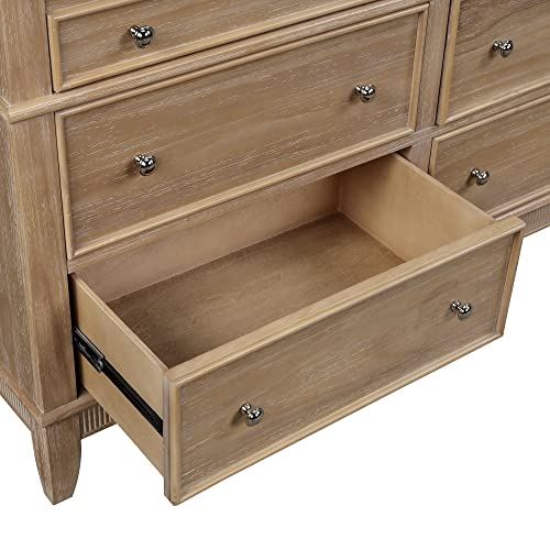 Knocbel Rustic 6-Drawer Dresser with Silver Finish Handle / 52��� W x 17.3��� D x 35��� H