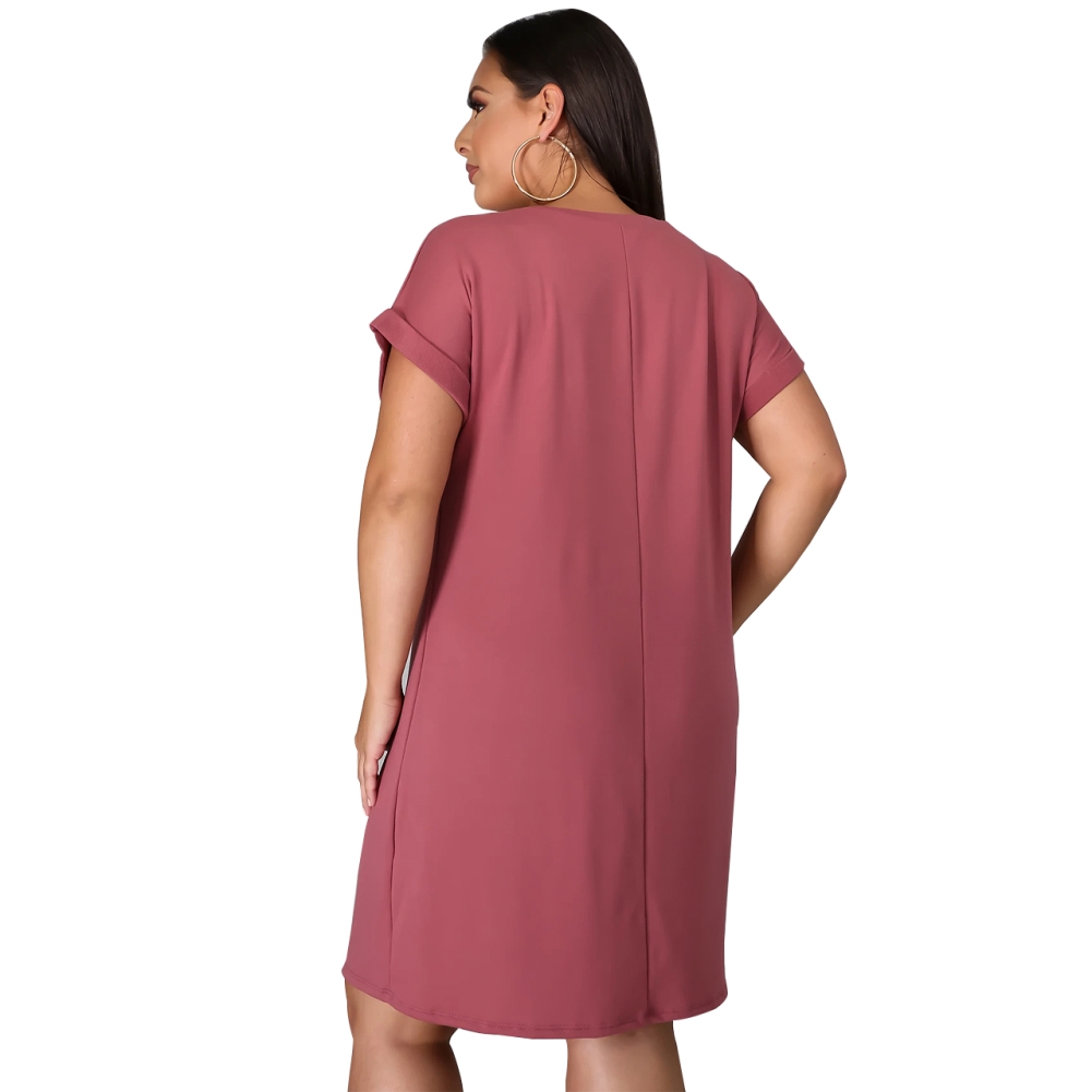 Plus Size Character Print O Neck Shirt Dress