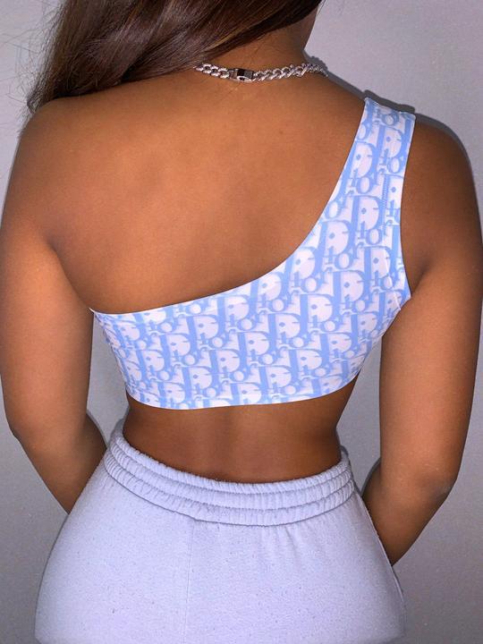 New trend solid color multi-element tide brand letter tube top FF1083