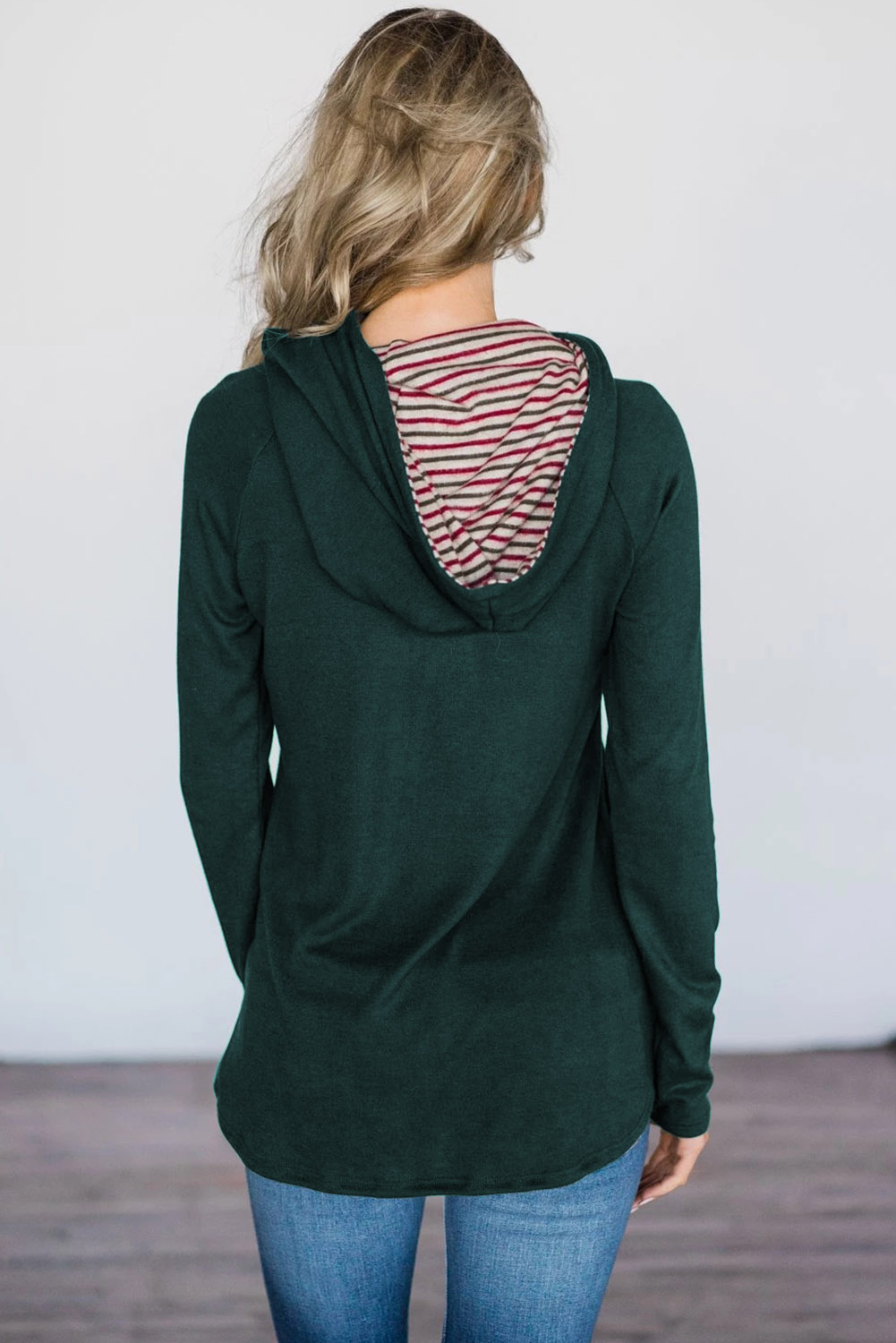 Green Pine&Candy Cane Striped Hoodie