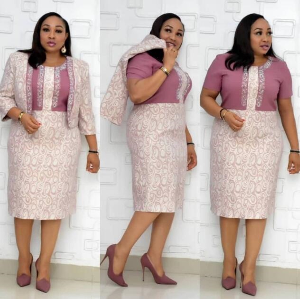 Plus Size African Mature Two Piece Dress