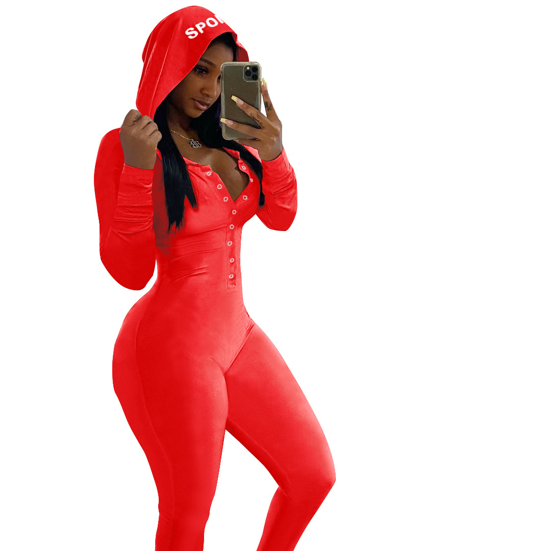 Spring and Autumn Style Hat Embroidered Home Wear Deep V Sexy Jumpsuit AT5219