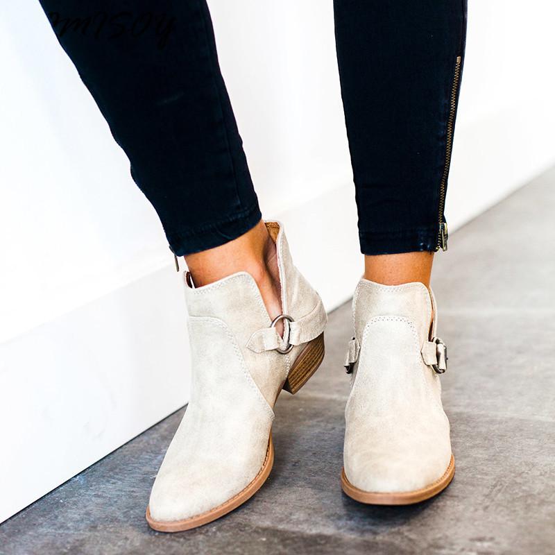 Women PU Booties Casual Comfort New Fashion Thick Shoes