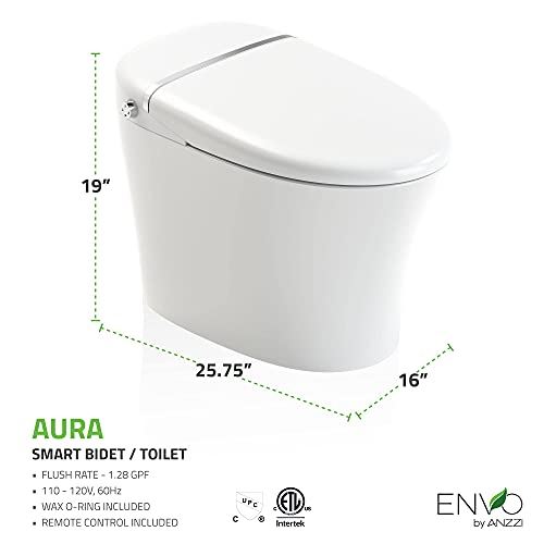 Auto Flush in White | Heated Water & Seat Remote Control Hands Free Operation
