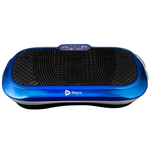 LifePro Vibration Plate Exercise Machine – Whole Body Workout Vibration Fitness Platform w/Loop Bands- Blue