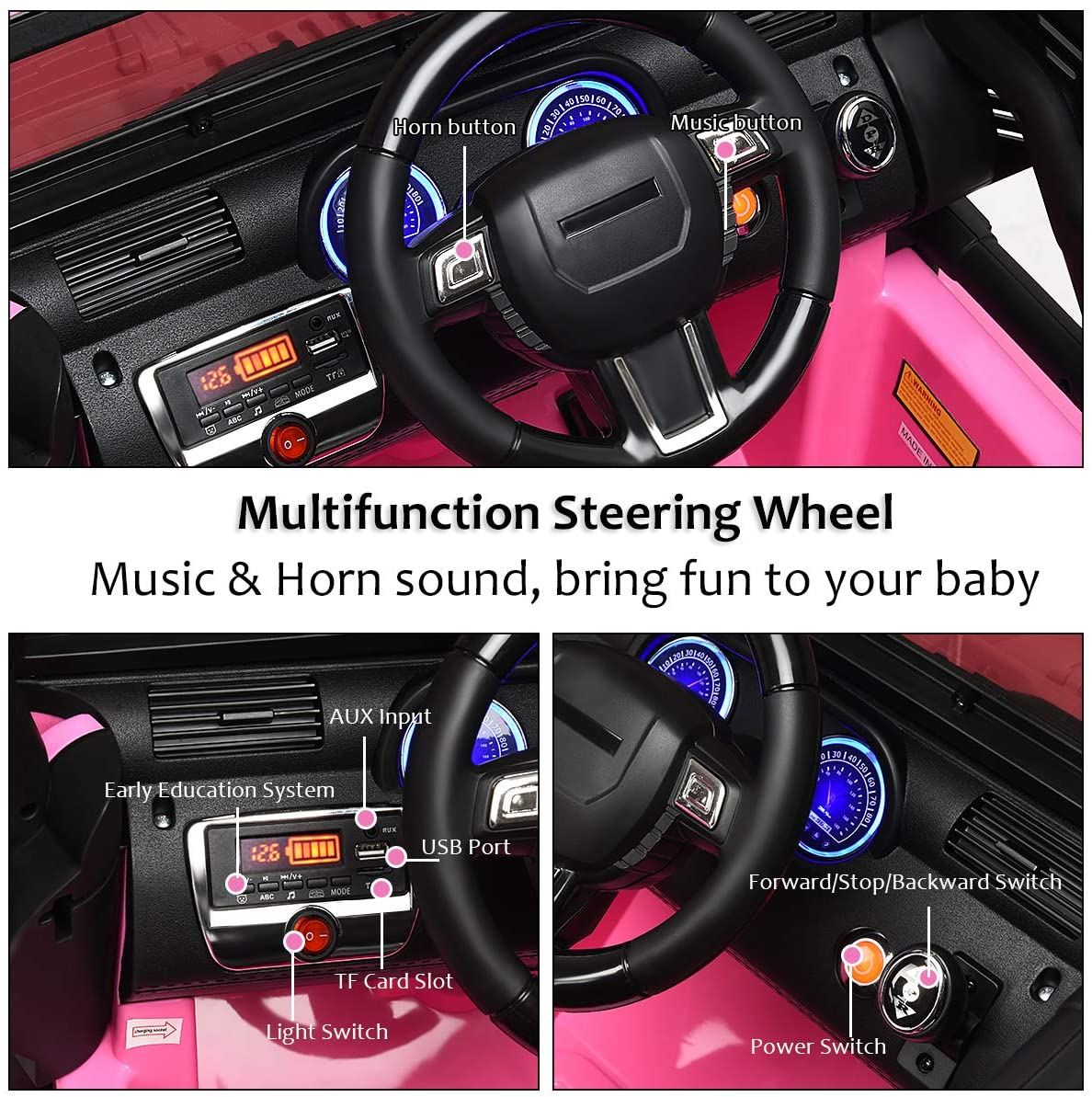 12V Battery Powered Electric Ride On Car | Pink