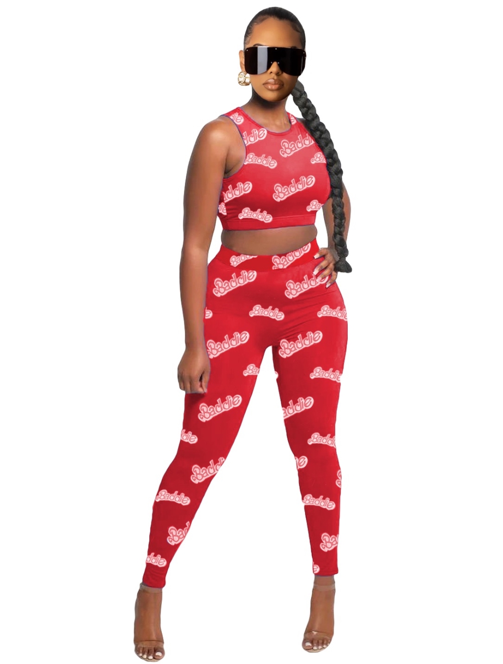 Summer Two Piece Bodycon Crop Top and Legging Set