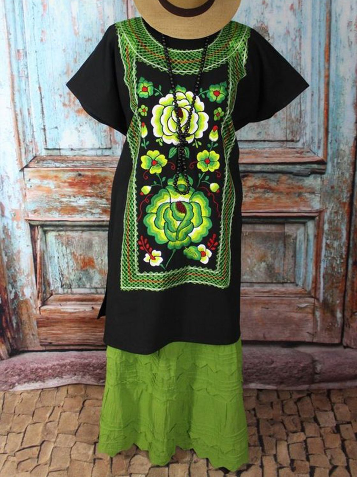 Vintage Short Sleeve Shift Printed Dresses