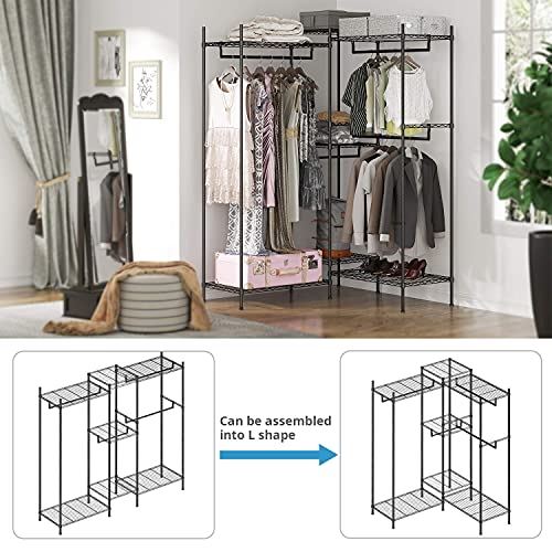 5 Tiers Metal Clothing Rack, 74.4��� L x 17.7��� W x 76.8��� / Max Load 600LBS