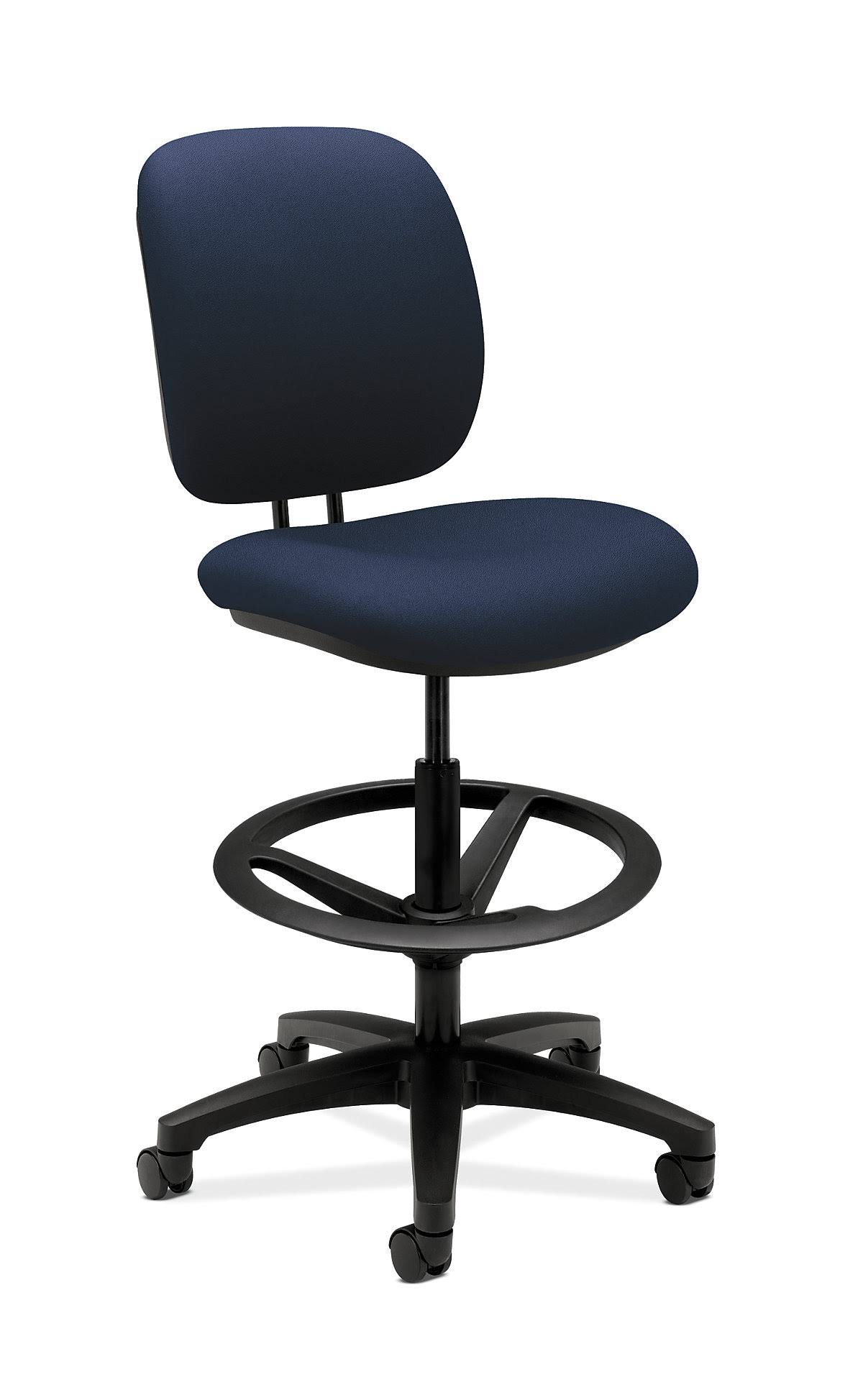 HON ComforTask Task Stool W- Adjustable Footring, Navy, Fabric