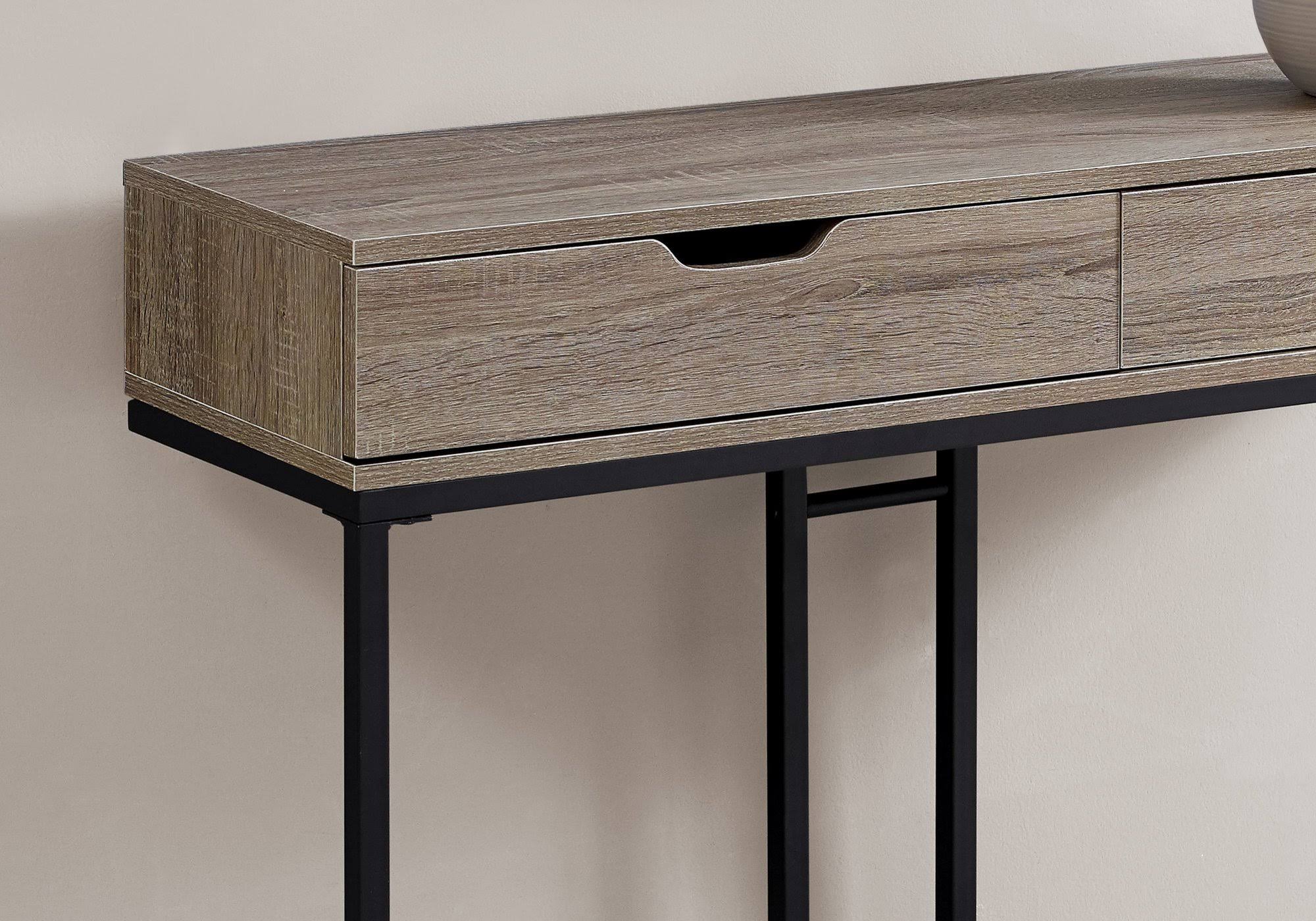 32x22 Dark Taupe MDF and Black Metal Accent Table