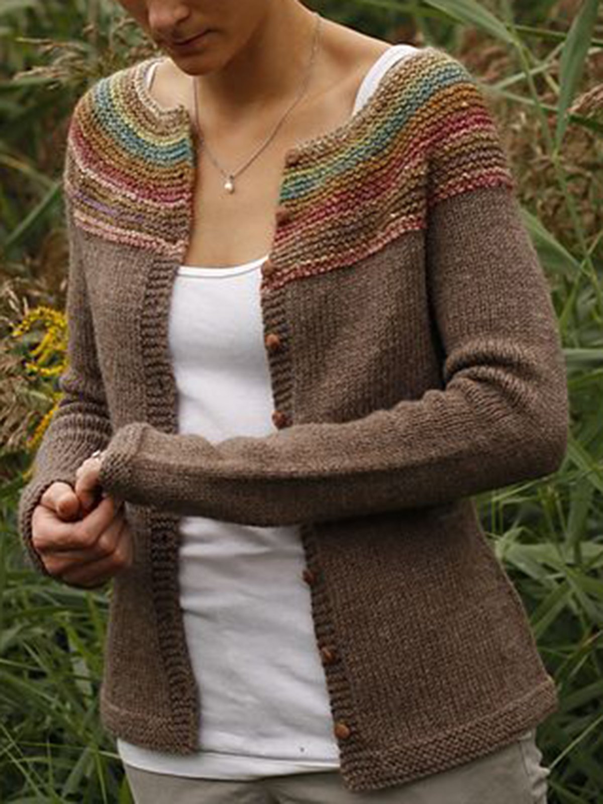 Paneled Casual Striped Long Sleeve Women