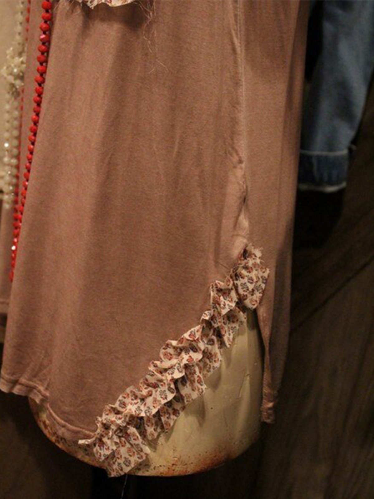 Coffee Short Sleeve Casual Paneled Shirts & Tops