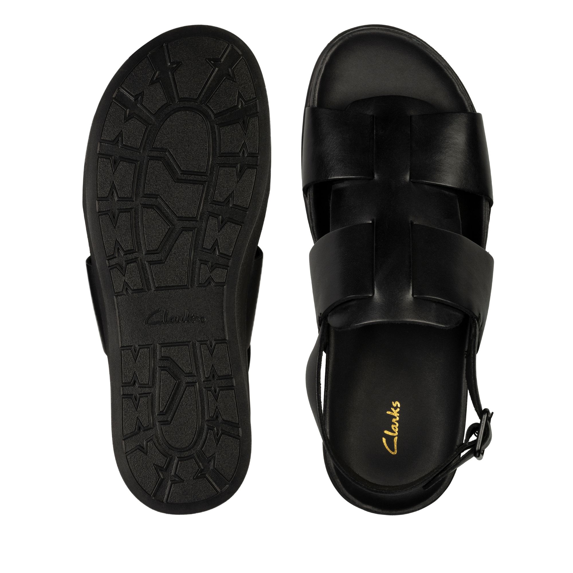 Men Sandals Sunder Strap Black Leather
