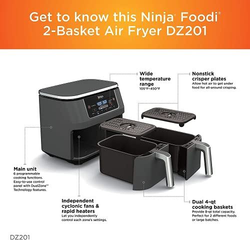 6-in-1 2-Basket Air Fryer with Dual Zone Technology, 8-Quart Capacity