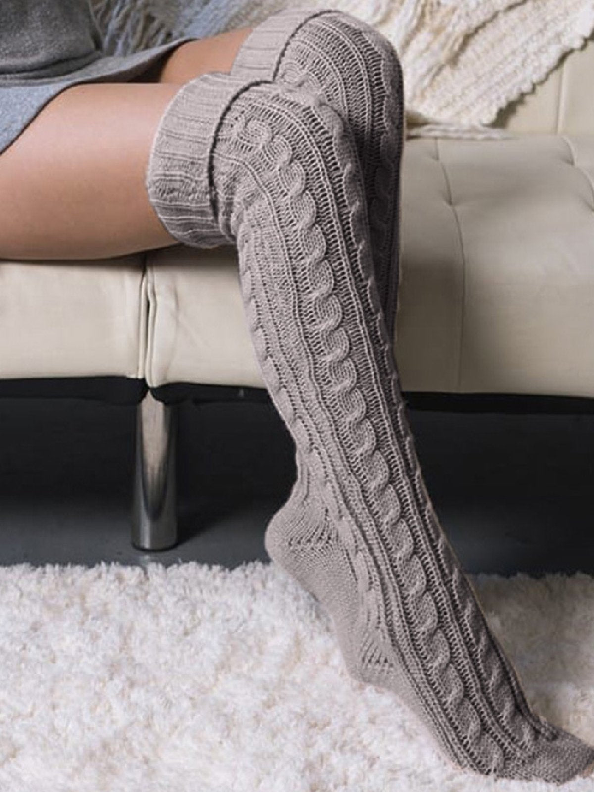 Casual Warm Plain Knee-Socks