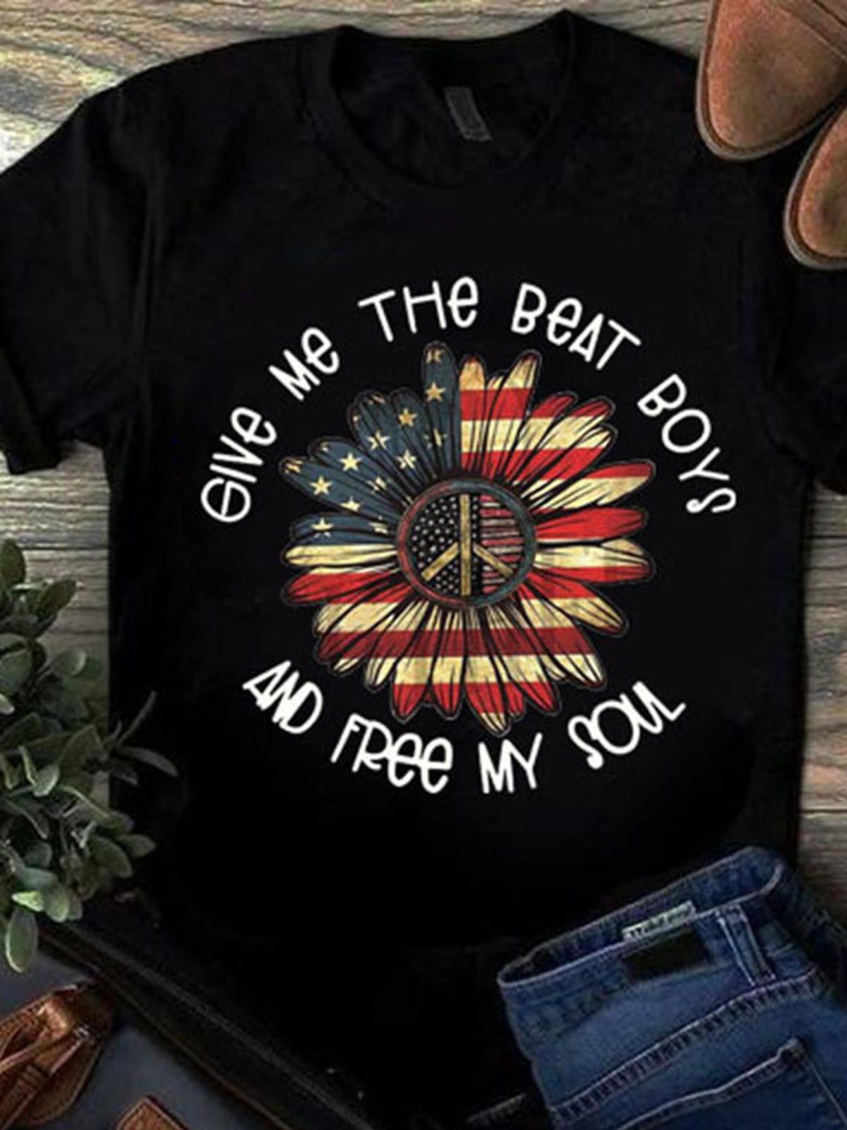 Casual Plants Crew Neck Short Sleeve Shirts & Tops