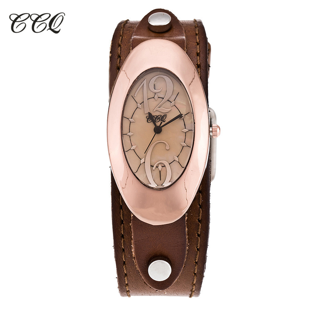 2017 CCQ Brand Luxury Genuine Leather Strap Fashion Watch Casual Women Quartz Wristwatch Relogio Feminino Hot Selling