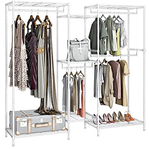 5 Tiers Freestanding Metal Wire Garment Rack for Hanging Clothes