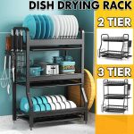 2/3 Tier Dish Drying Rack Stainless Steel Kitchen Storage Shelf Holder Drainer Sink Organizer