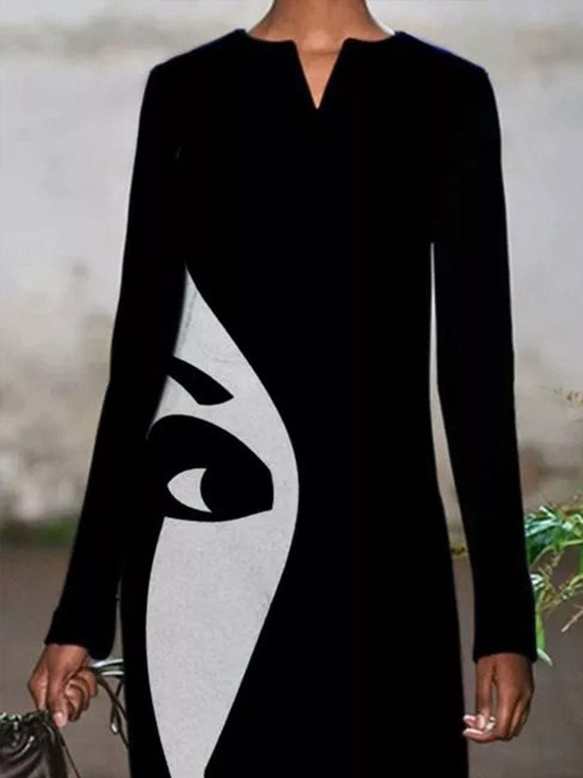 Printed Casual Long Sleeve Cotton-Blend Dresses