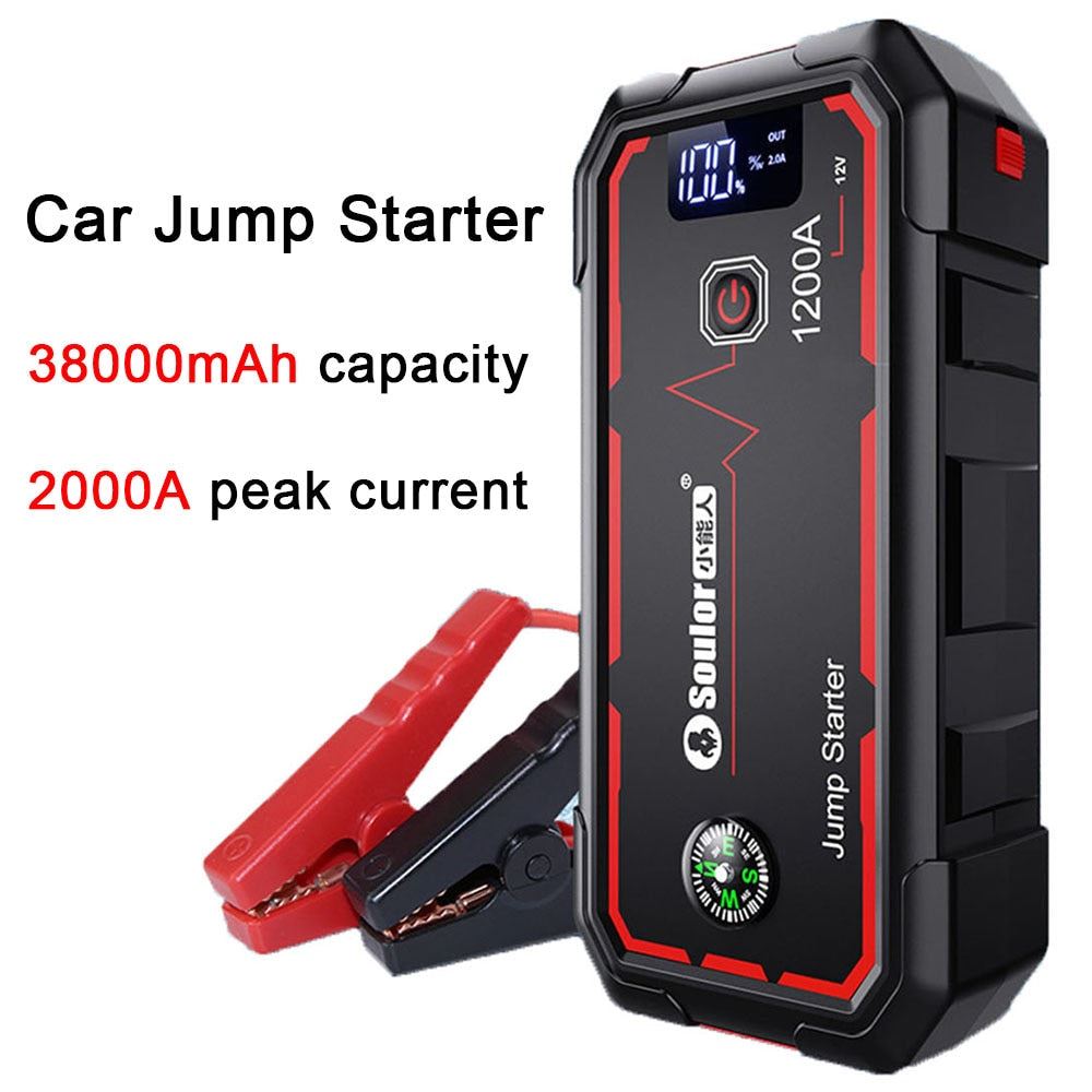 2000A 38000mAh  Jump Starter Power Bank Portable Charger Starting Device For 6.0L/4.0L