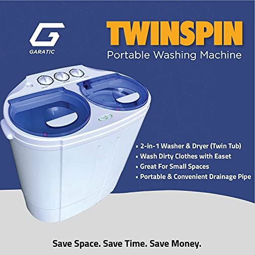 Tub Washing Machine w/Wash and Spin Cycle, Built-in Gravity Drain, 13lbs