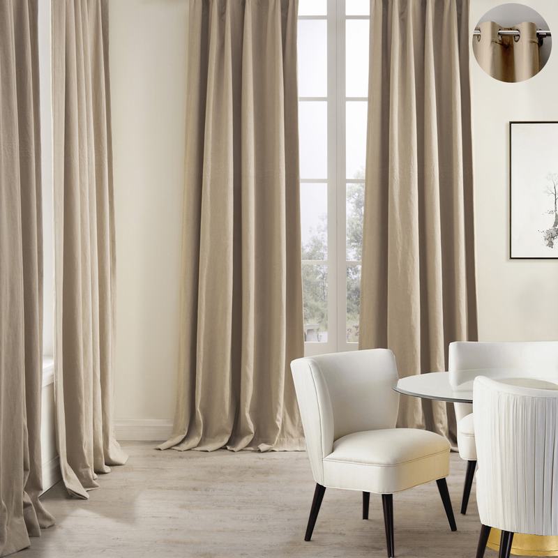 Cotton Linen Curtain Antique Bronze Grommet Lined Drapery MaSha