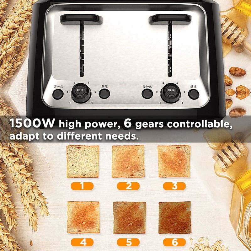 Stainless steel electric toaster household automatic baking bread maker breakfast machine