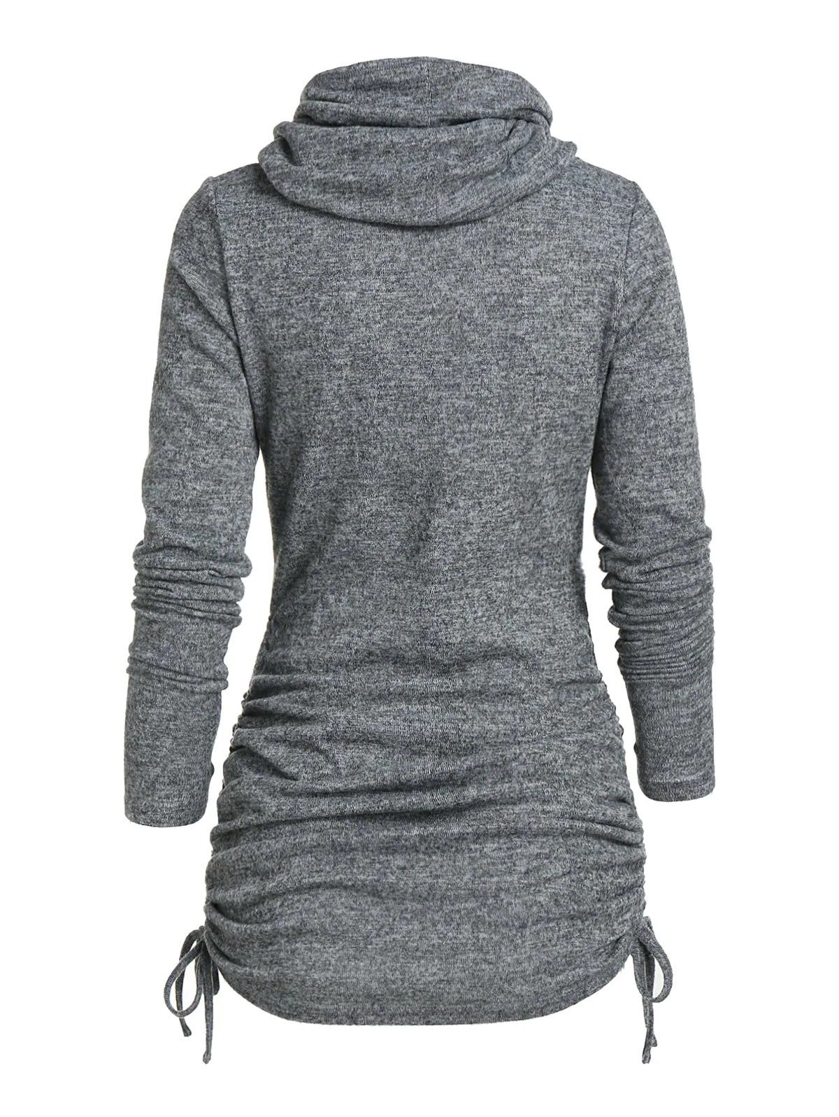 Deep Gray Shift Cowl Neck Casual Sweatshirt
