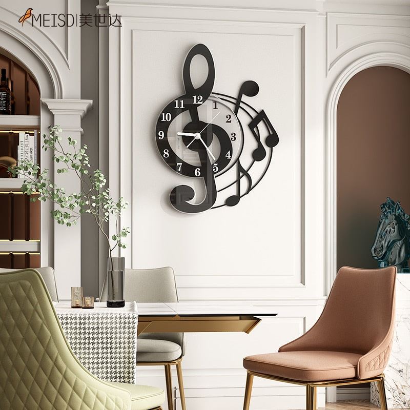MEISD Musical Wall Clock Modern Music Design DIY Stickers Watch Quartz Silent