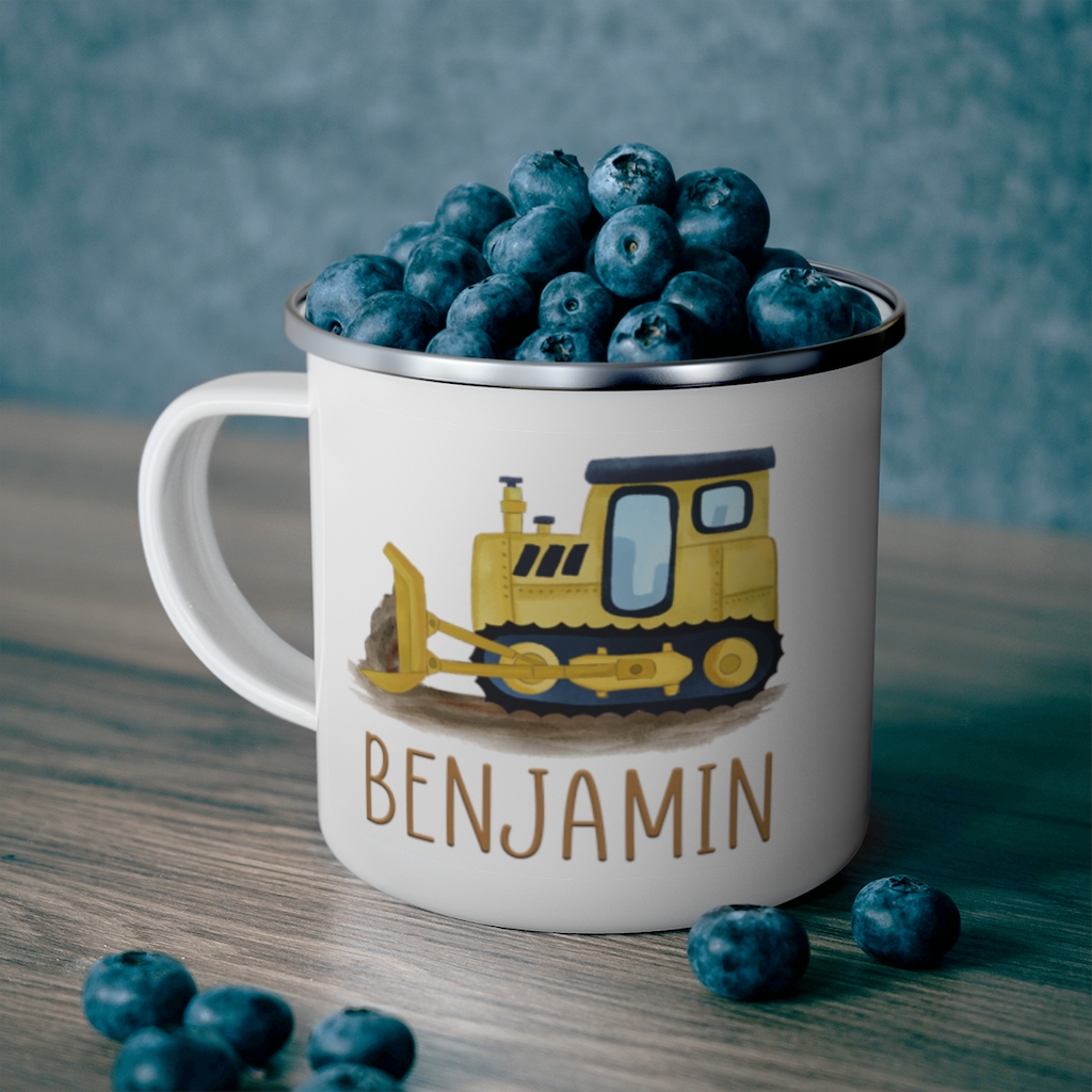 xiong0308 Custom Name Truck Children's Enamel Campfire Mug VII