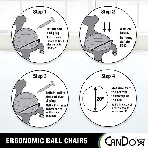 CanDo Metal Ball Chair �C Inflatable Ergonomic Active Seating Exercise Ball Chair With Air Pump-  Black