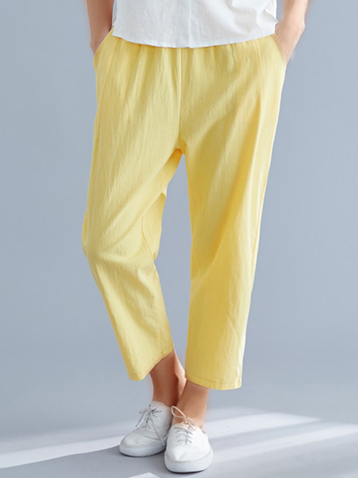 Plus Size Women Plain Casual Pants