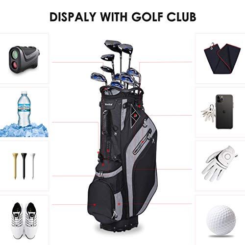 Golf Stand Bag 14 Way Top Dividers Ergonomic with Stand 8 Pockets, Dual Strap