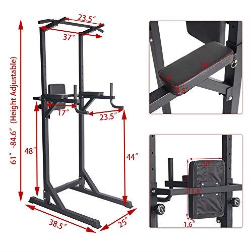 KARMAS PRODUCT Power Tower Adjustable Height Standing Pull Up Bar Dip Station