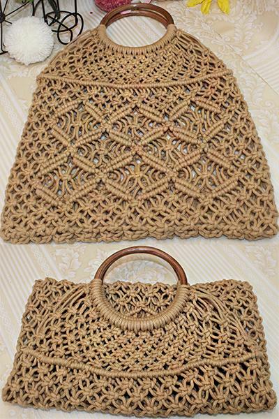 Women's Summer Beach Cotton Rope Woven Tote Bag
