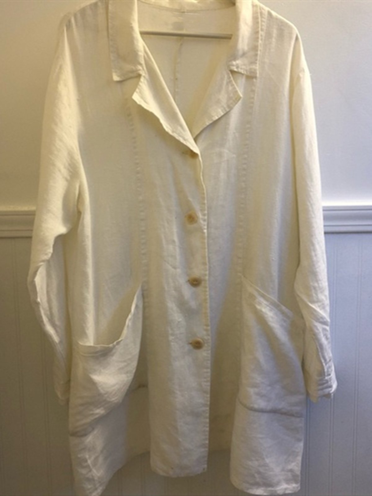 White Casual Shirt Collar Linen Shirts & Tops