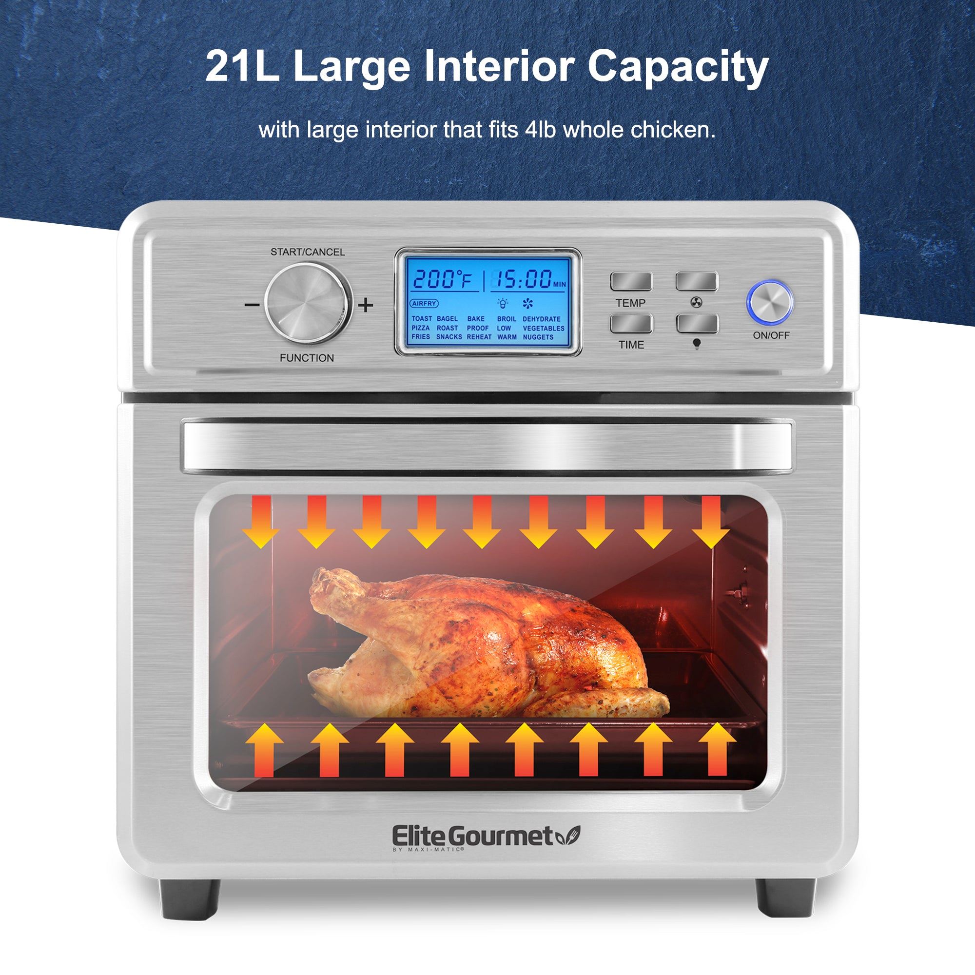 21L Digital Programmable Air Fryer Oil-Less Convection Oven