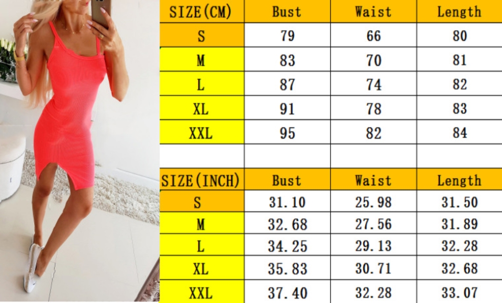 Sexy Plain Knitted Strap Slit Mini Dress