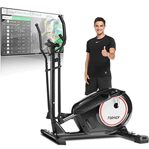 FUNMILY Elliptical Machine �C 8 Level Magnetic Resistance, APP Connect, Multi-Function- Black