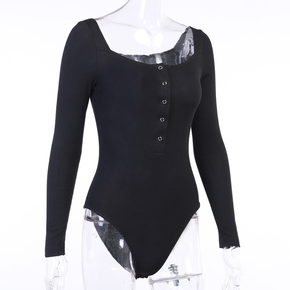 Sexy Button Up Long Sleeve Bodysuit