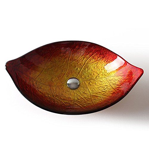 Leaf Shaped Bathroom Vanity Sink,with Waterfall Chrome Faucet Combo