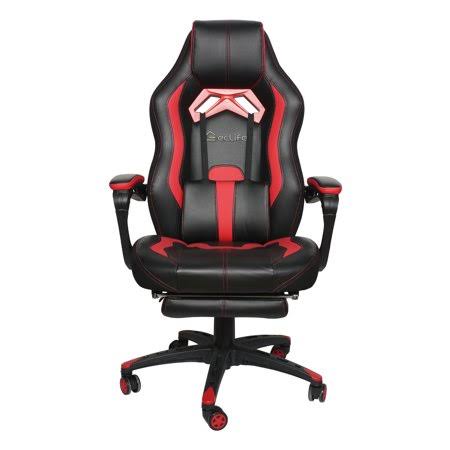 ALS Supplies Ergonomic Reclining Swivel Gaming Chair PU Upholstered Gaming Chair with Lumbar SUPPORT, Size: Large