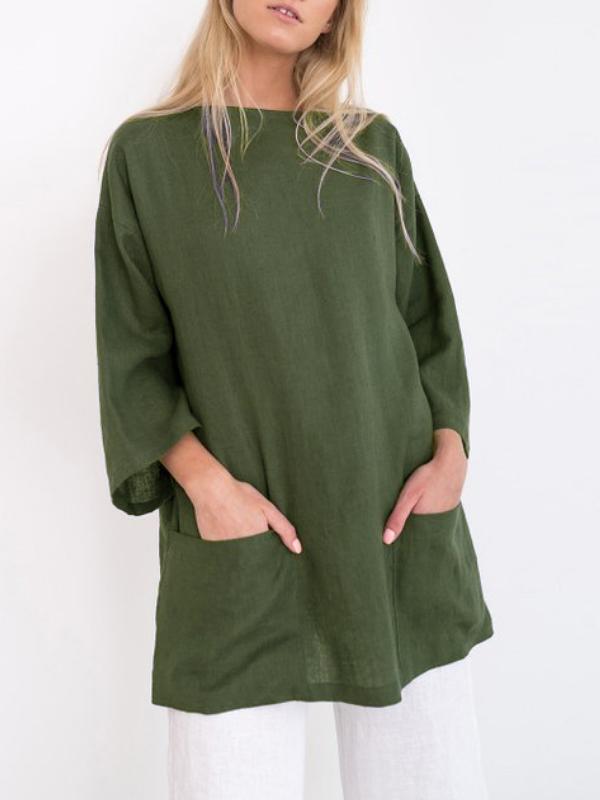 Long Sleeve Pockets Casual Shirts & Tops