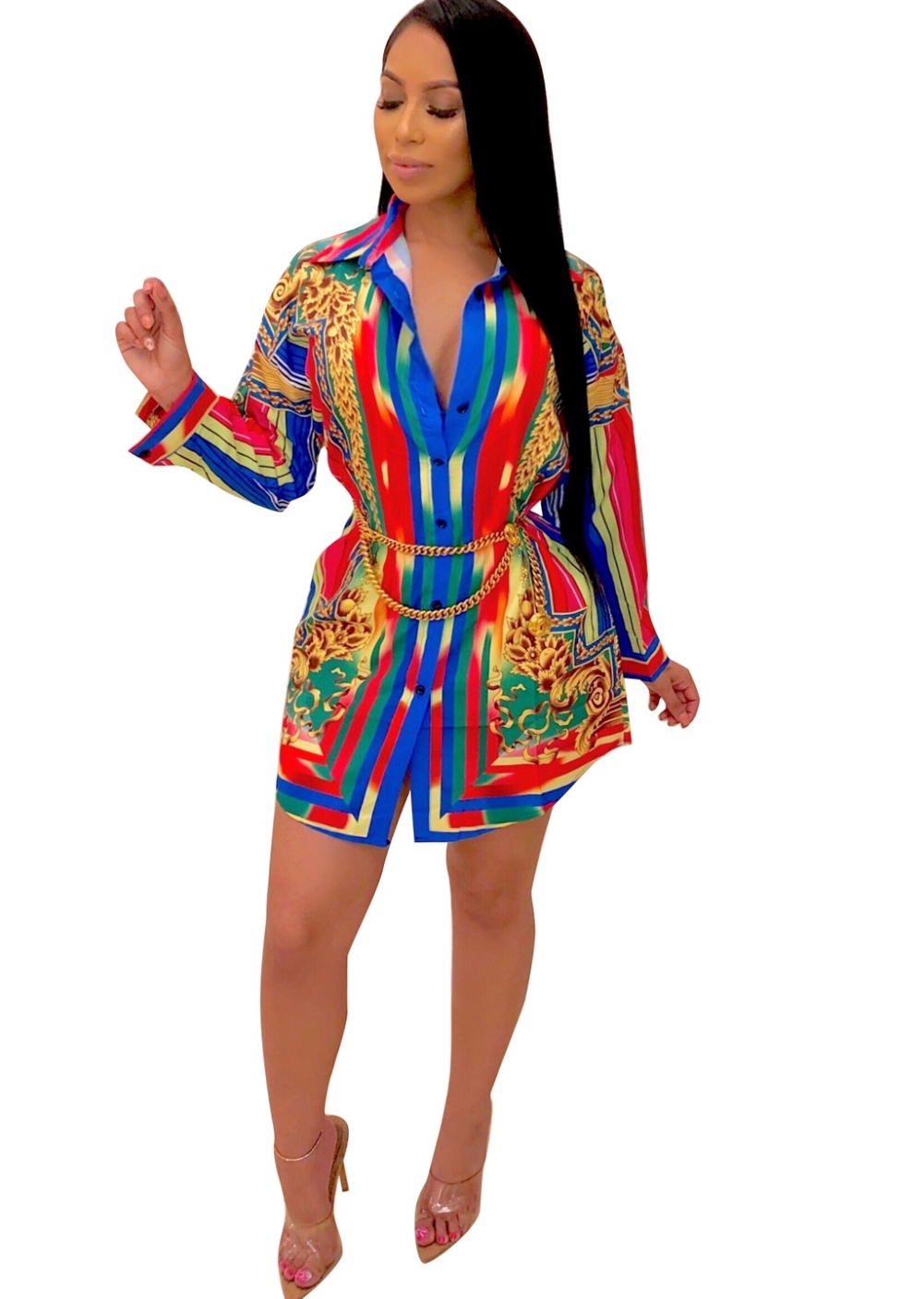 Print Retro Long Sleeve African Blouse